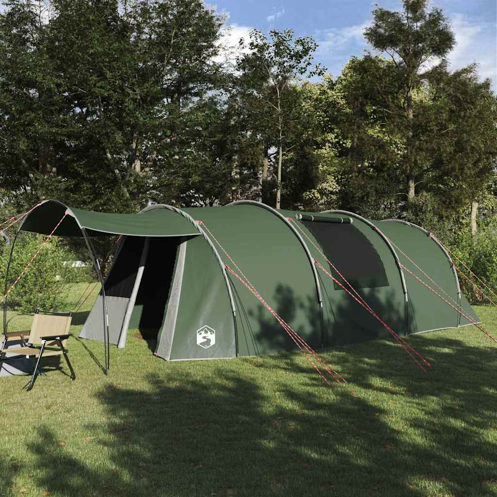 vidaXL Tunnel Tent 4-Person Green and White 740 x 370 x 220 cm