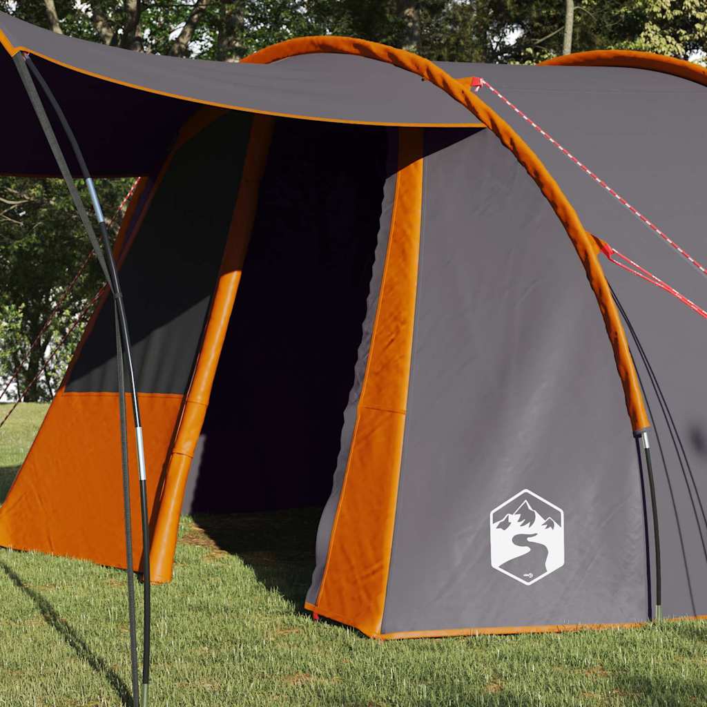 vidaXL Tunnel Tent 4-Person Grey and Orange 740 x 370 x 220 cm