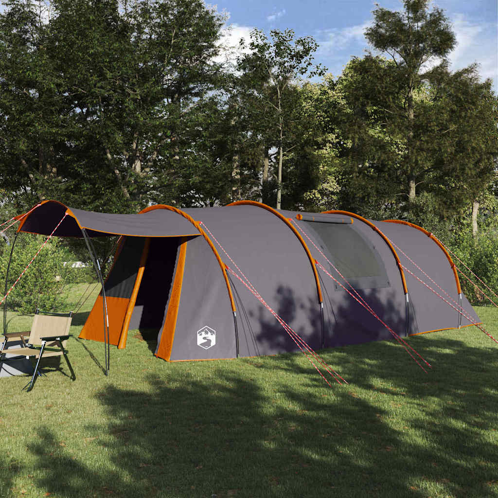 vidaXL Tunnel Tent 4-Person Grey and Orange 740 x 370 x 220 cm