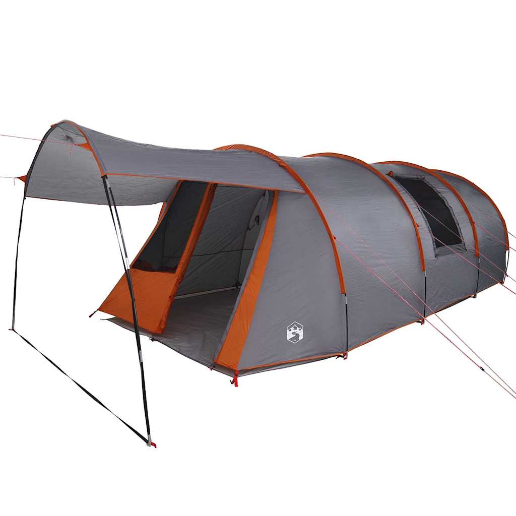 vidaXL Tunnel Tent 4-Person Grey and Orange 740 x 370 x 220 cm