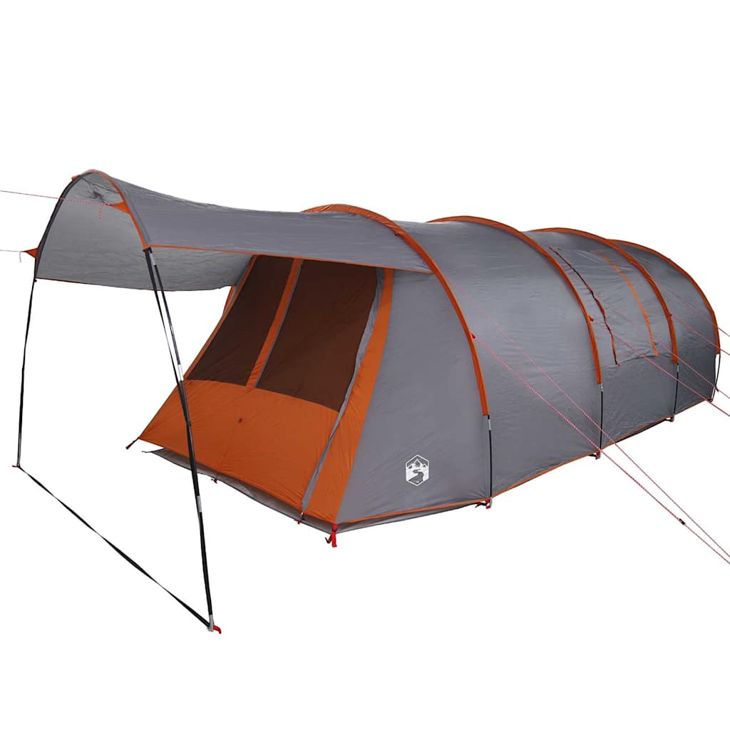 vidaXL Tunnel Tent 4-Person Grey and Orange 740 x 370 x 220 cm