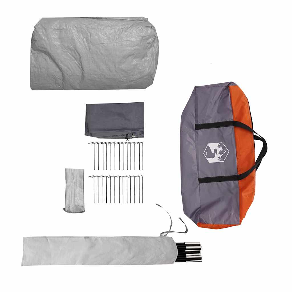 vidaXL Tunnel Tent 6-Person Grey and Orange 700 x 590 x 215 cm