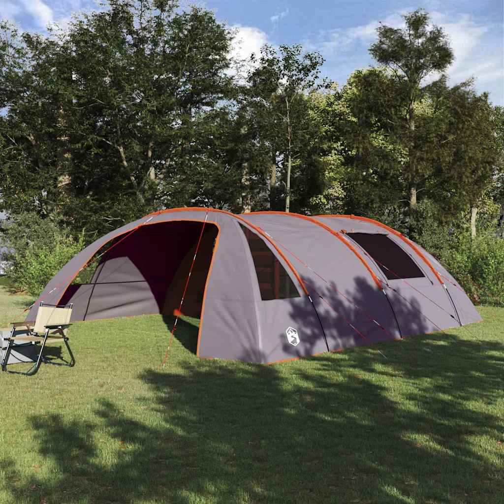 vidaXL Tunnel Tent 6-Person Grey and Orange 700 x 590 x 215 cm