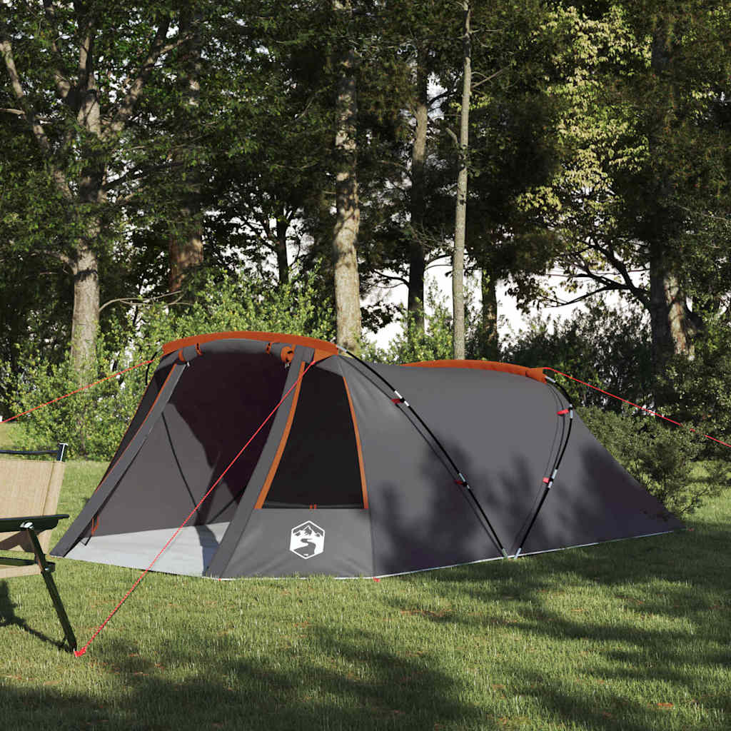 vidaXL Tunnel Tent 3-Person Grey and Orange 328 x 228 x 115 cm