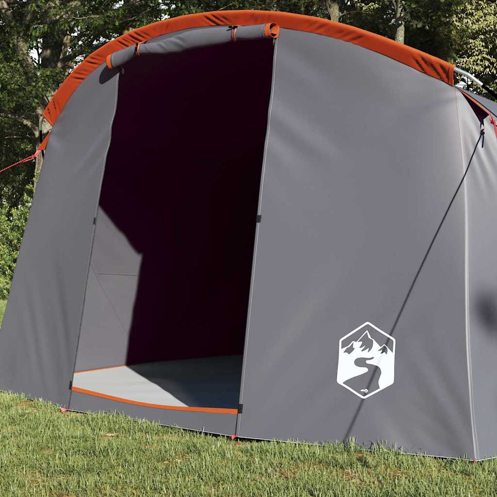 vidaXL Tunnel Tent 4-Person Grey and Orange 318 x 275 x 140 cm