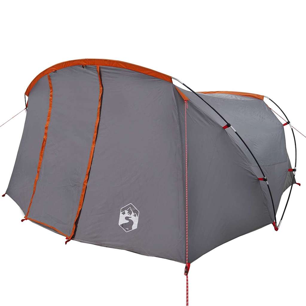 vidaXL Tunnel Tent 4-Person Grey and Orange 318 x 275 x 140 cm