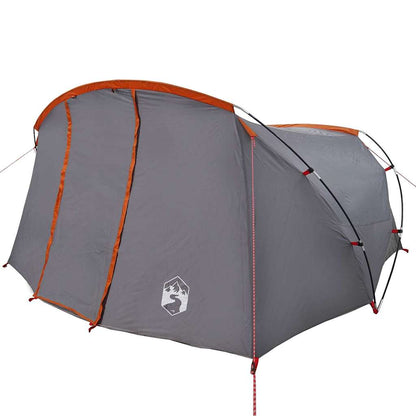 vidaXL Tunnel Tent 4-Person Grey and Orange 318 x 275 x 140 cm