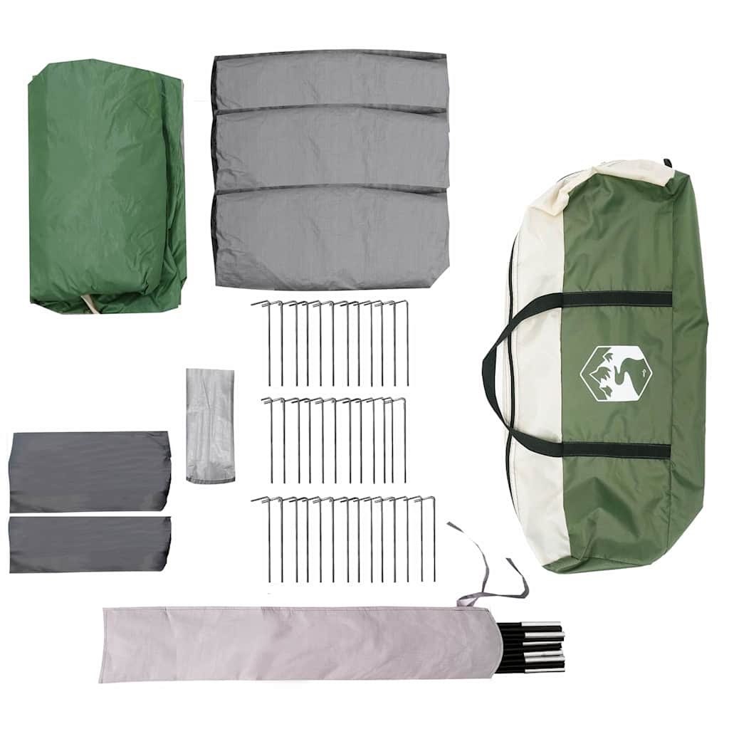 vidaXL Family Tent 12-Person Green and White 760 x 645 x 230 cm