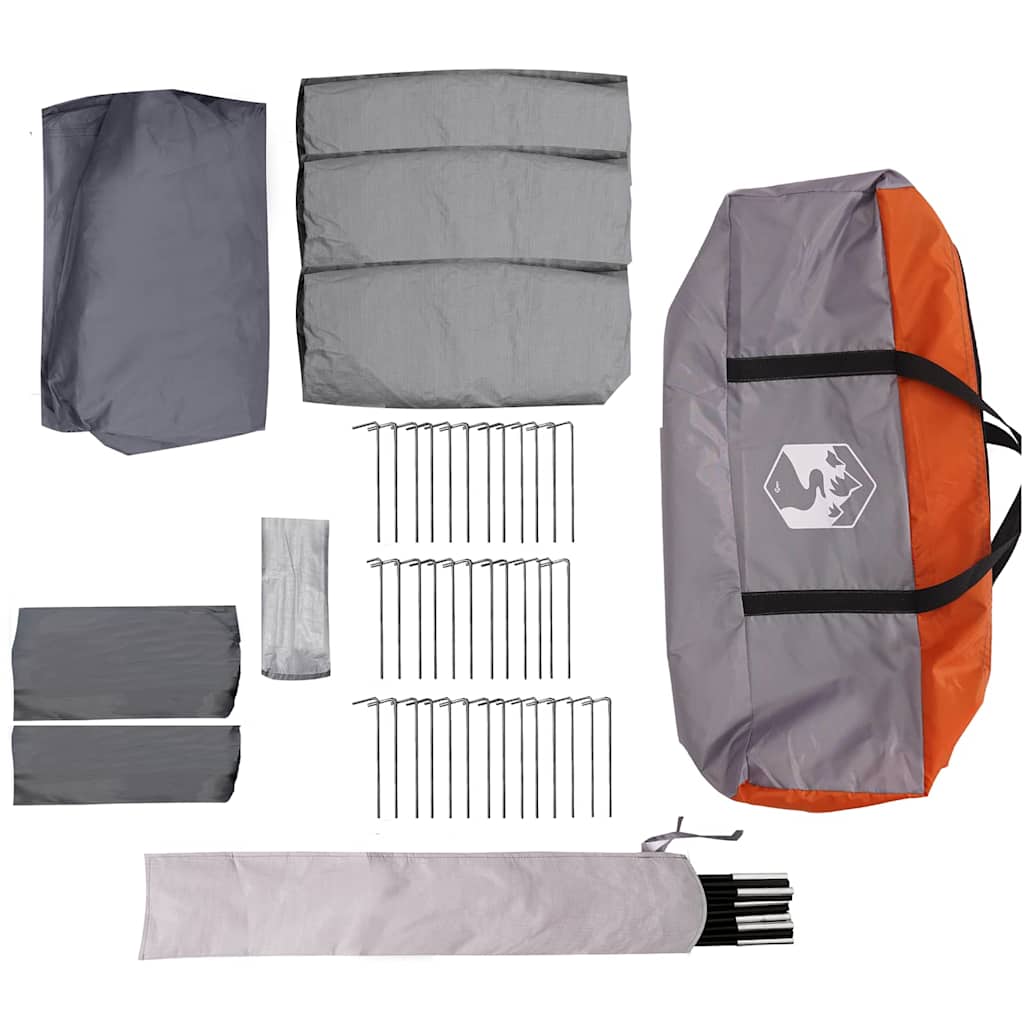 vidaXL Family Tent 12-Person Grey and Orange 760 x 645 x 230 cm