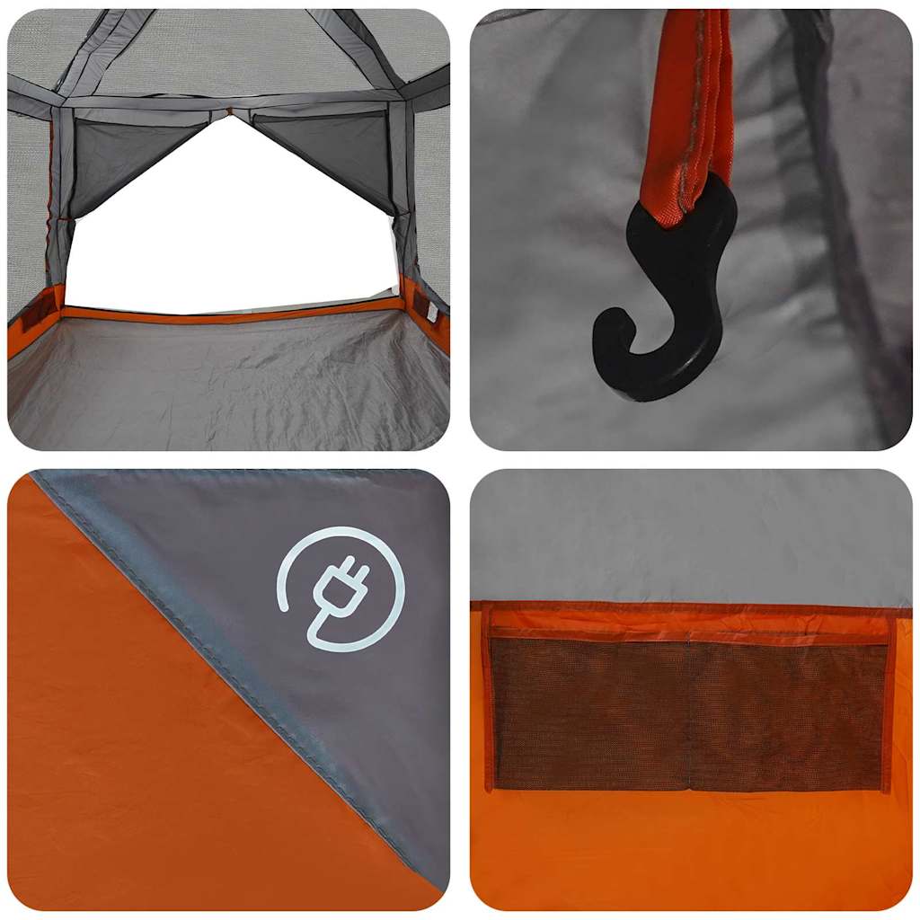 vidaXL Inner Tent 7-Person 7-Person 300 x 300x 250 cm Grey and Orange