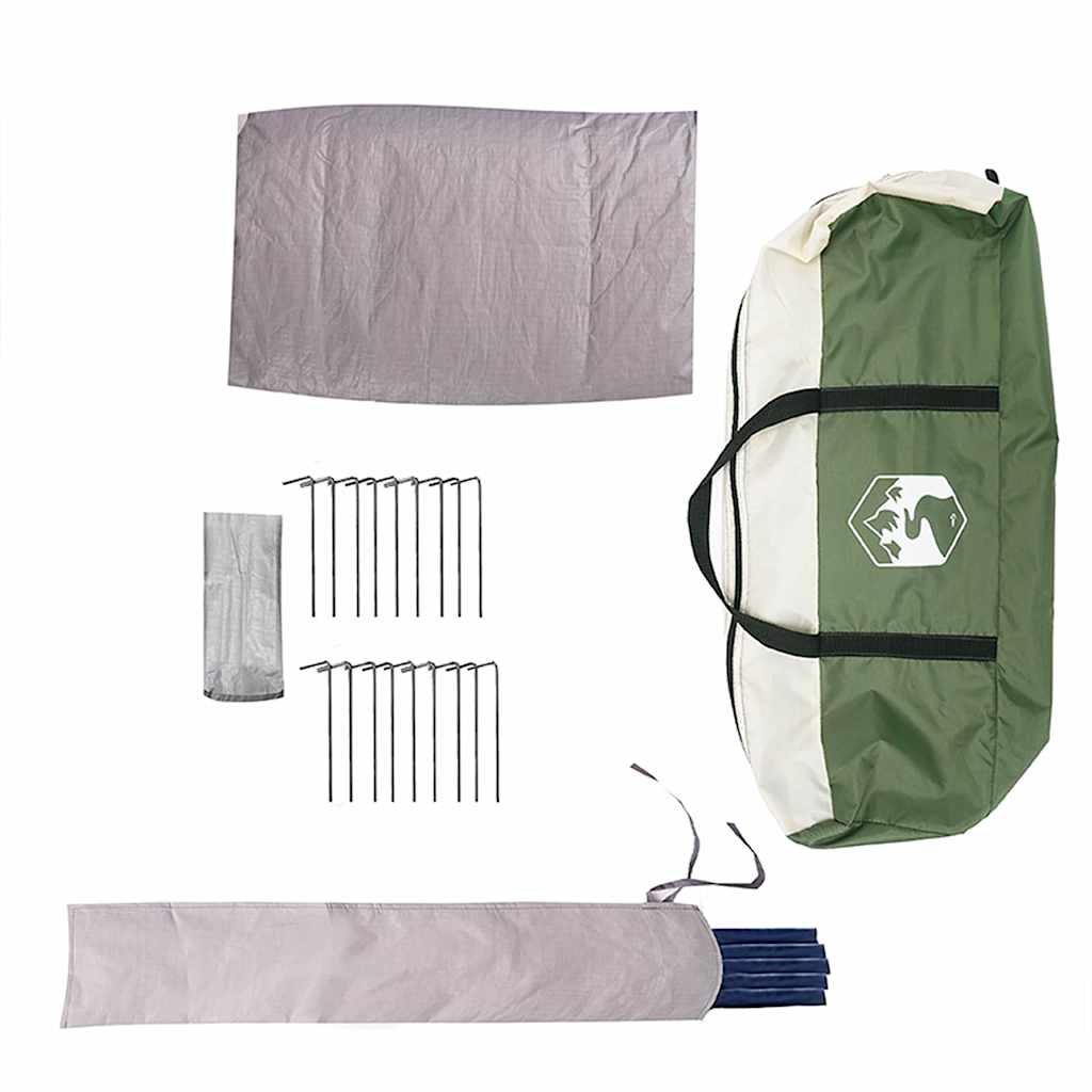 vidaXL Teepee Tent 10-Person Green and White 567 x 470 x 242 cm