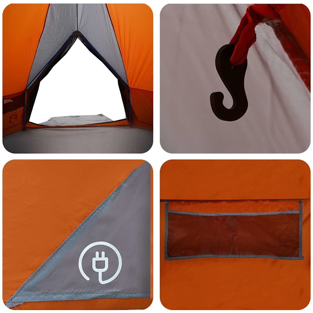 vidaXL Teepee Tent 10-Person Grey and Orange 567 x 470 x 242 cm