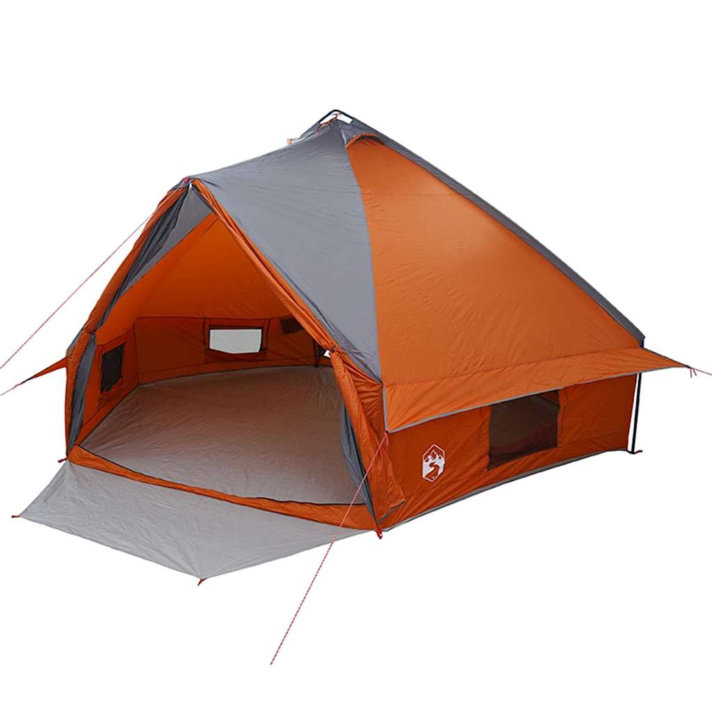 vidaXL Teepee Tent 10-Person Grey and Orange 567 x 470 x 242 cm