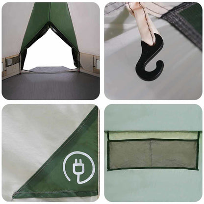 vidaXL Teepee Tent 8-Person Green and White 490 x 410 x 210 cm