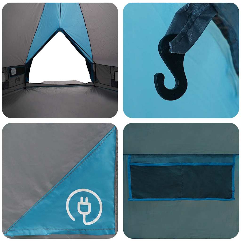 vidaXL Teepee Tent 8-Person with Roof Blue and Grey 490 x 410 x 210 cm