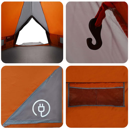 vidaXL Teepee Tent 8-Person Grey and Orange 490 x 410 x 210 cm