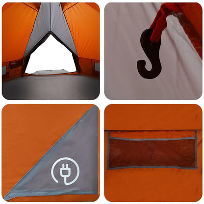 vidaXL Teepee Tent 6-Person Grey and Orange 431 x 366 x 185 cm