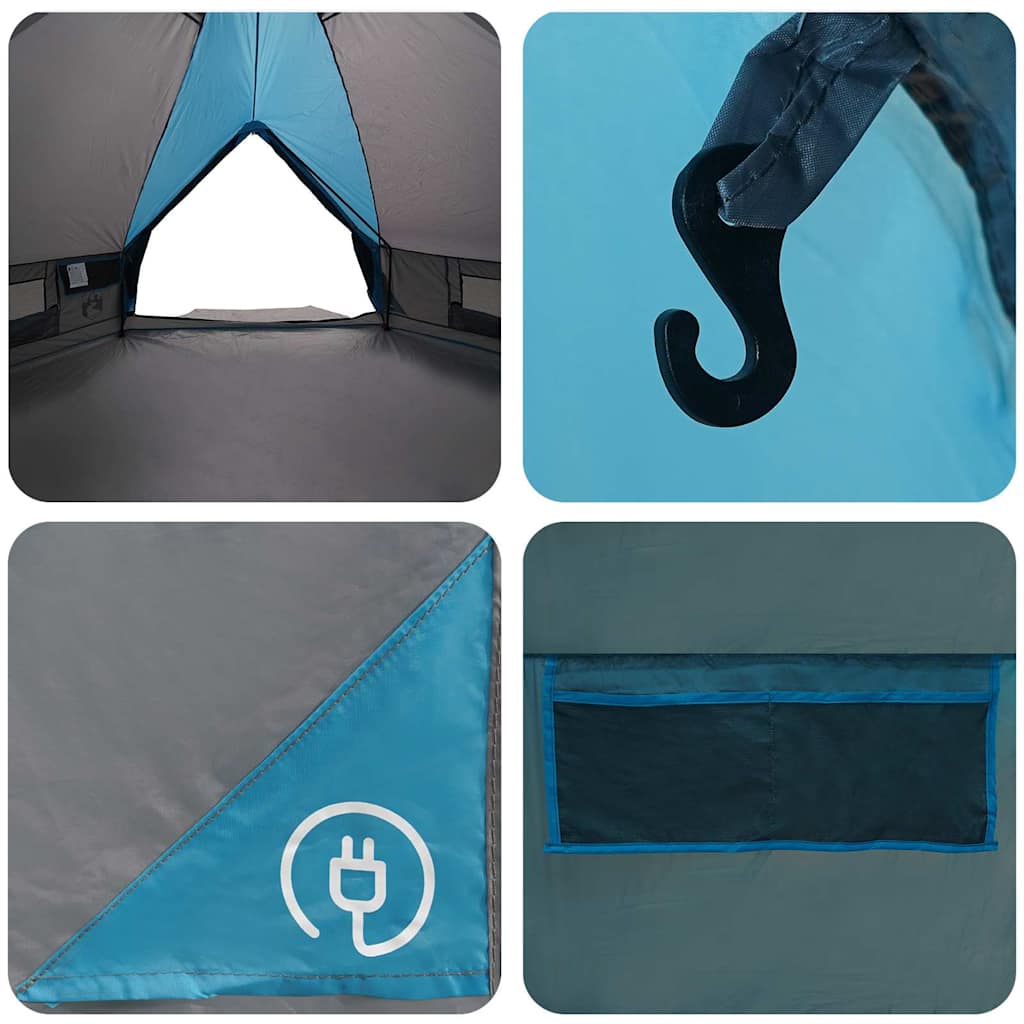 vidaXL Teepee Tent 4-Person with Roof Blue and Grey 388 x 320 x 169 cm