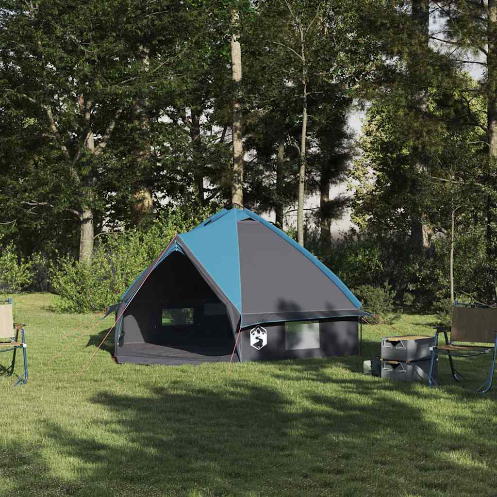 vidaXL Teepee Tent 4-Person with Roof Blue and Grey 388 x 320 x 169 cm