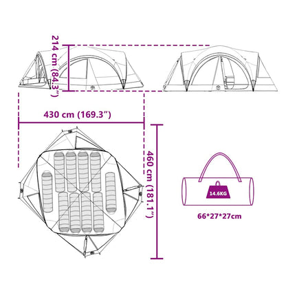 vidaXL Family Tent 10-Person Blue and Grey 460 x 430 x 214 cm