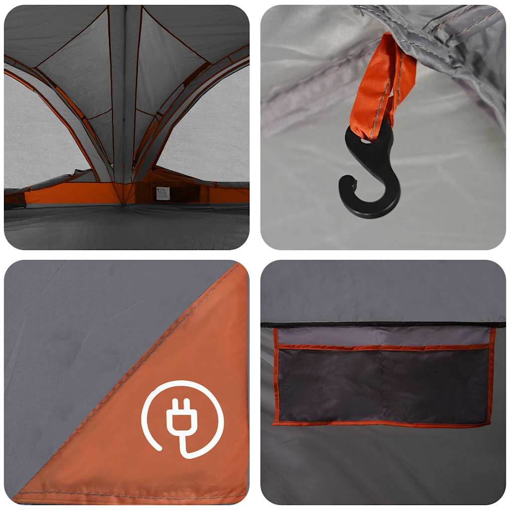 vidaXL Family Tent 10-Person Grey and Orange 460 x 430 x 214 cm