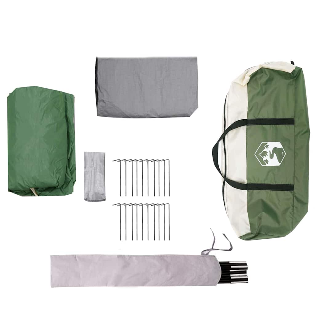 vidaXL Family Tent 4-Person Green and White 324 x 255 x 230 cm