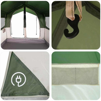 vidaXL Family Tent 4-Person Green and White 324 x 255 x 230 cm