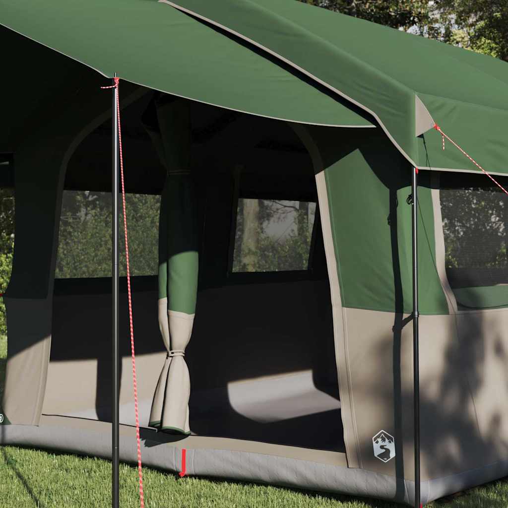 vidaXL Family Tent 4-Person Green and White 324 x 255 x 230 cm