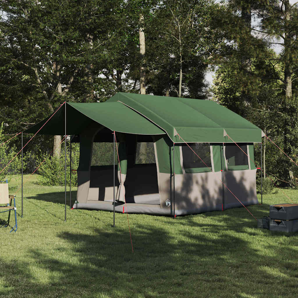 vidaXL Family Tent 4-Person Green and White 324 x 255 x 230 cm