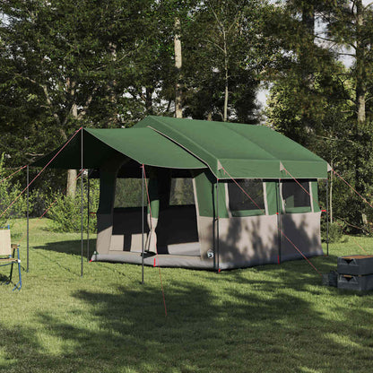 vidaXL Family Tent 4-Person Green and White 324 x 255 x 230 cm