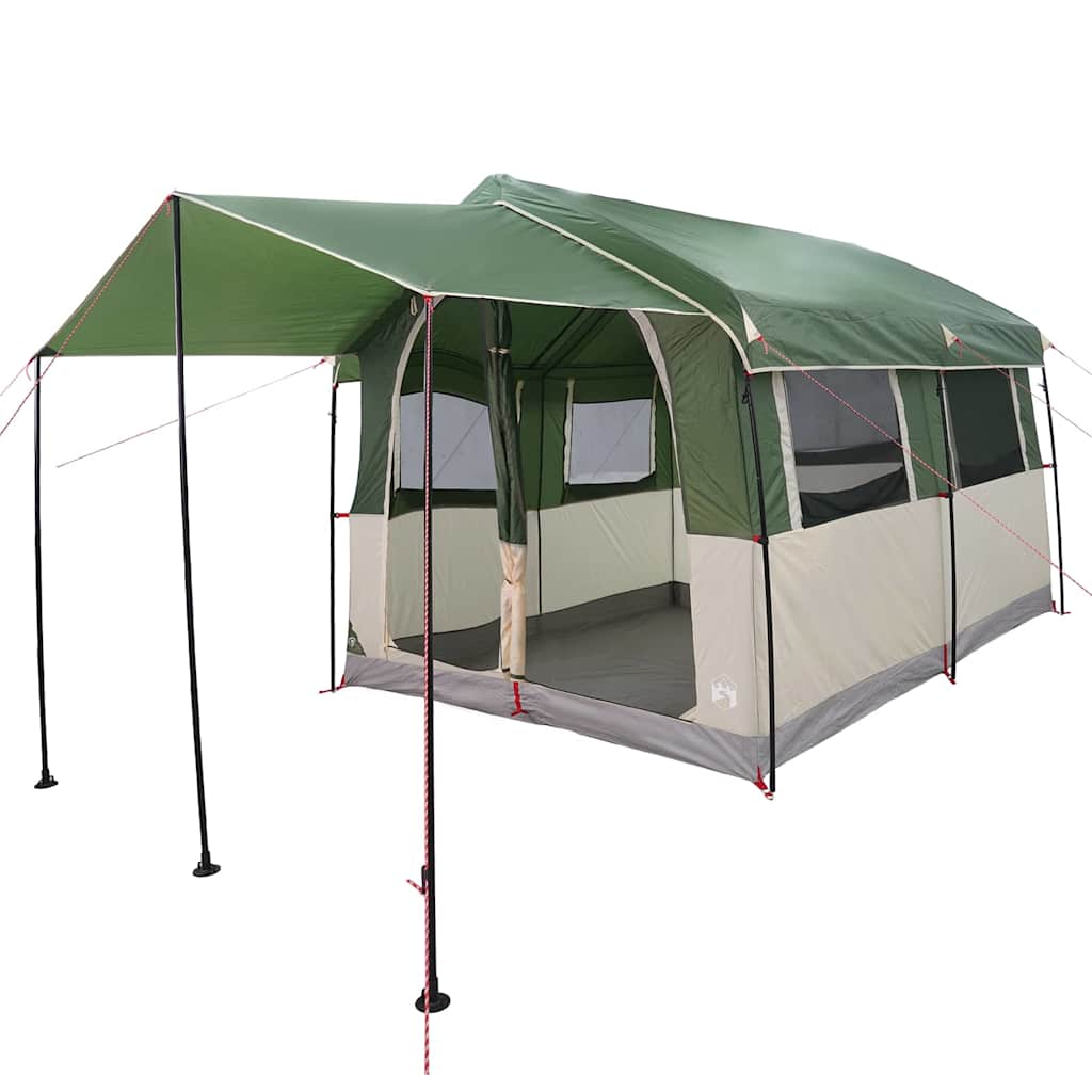 vidaXL Family Tent 4-Person Green and White 324 x 255 x 230 cm