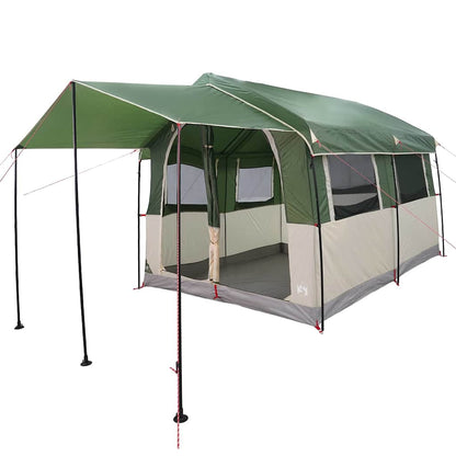 vidaXL Family Tent 4-Person Green and White 324 x 255 x 230 cm