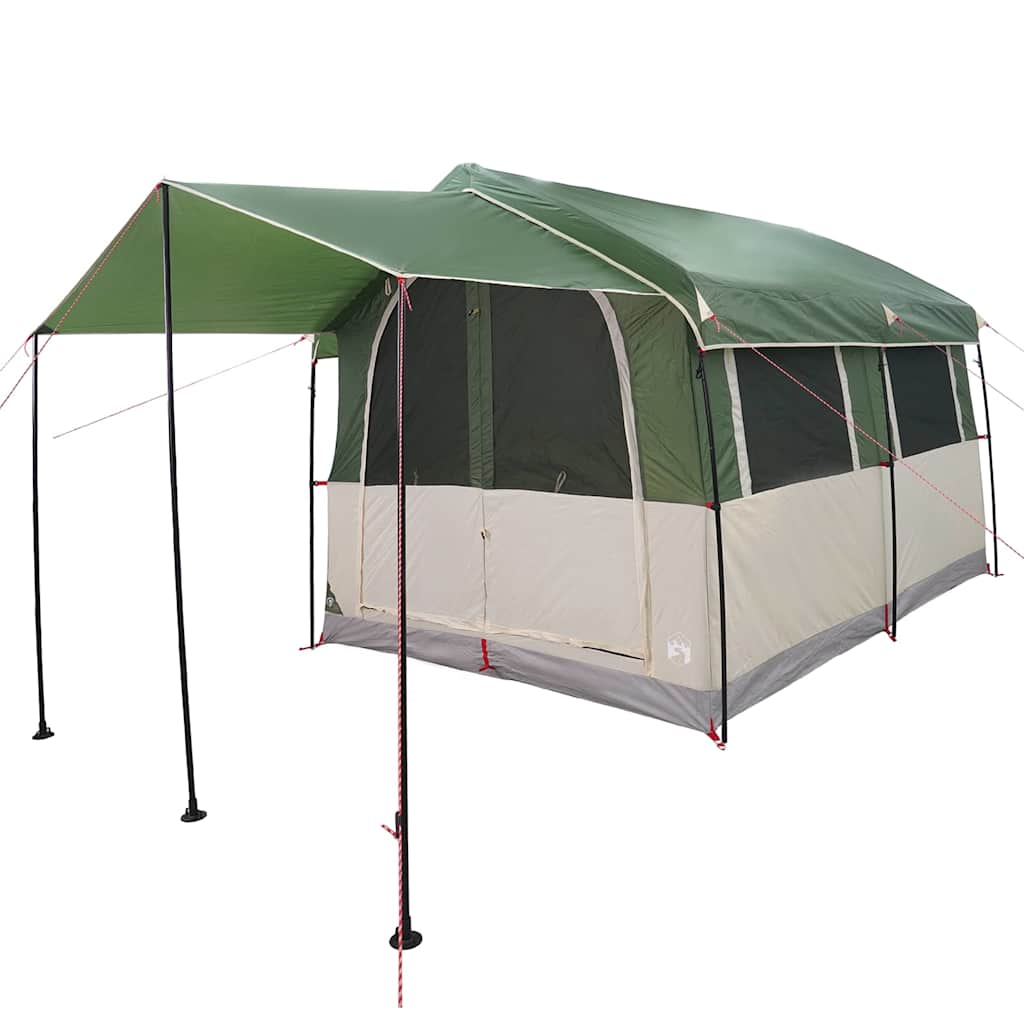 vidaXL Family Tent 4-Person Green and White 324 x 255 x 230 cm
