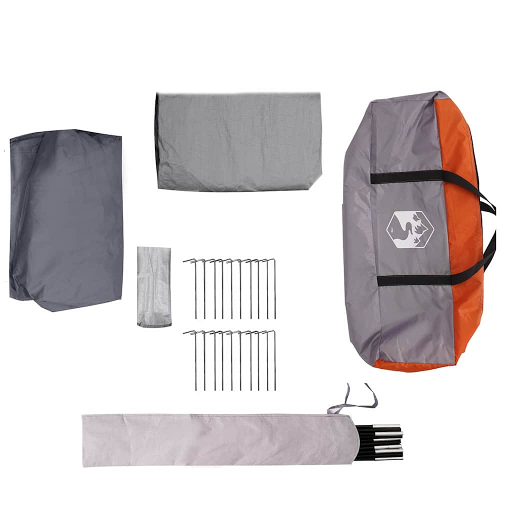vidaXL Family Tent 4-Person Grey and Orange 324 x 255 x 230 cm