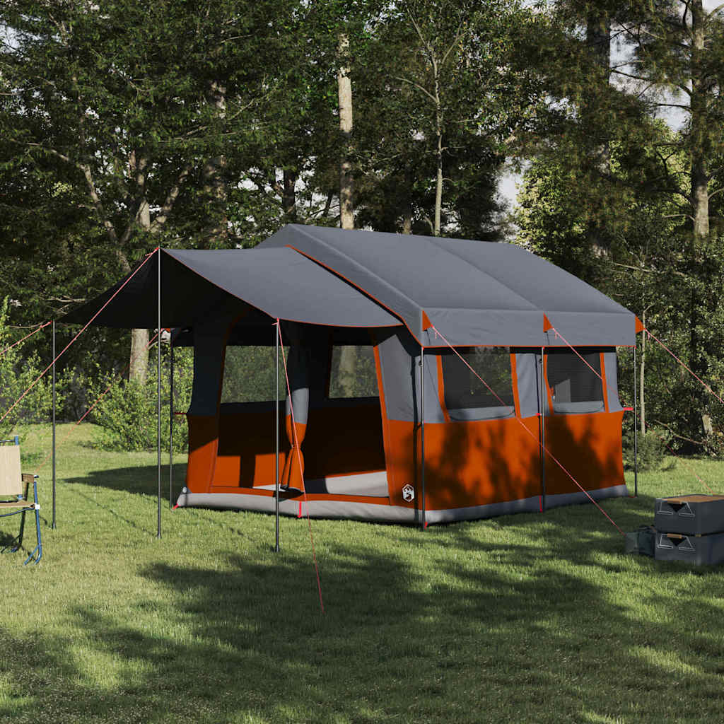 vidaXL Family Tent 4-Person Grey and Orange 324 x 255 x 230 cm