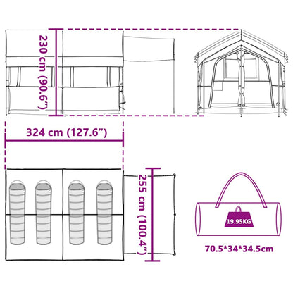 vidaXL Family Tent 4-Person Grey and Orange 324 x 255 x 230 cm