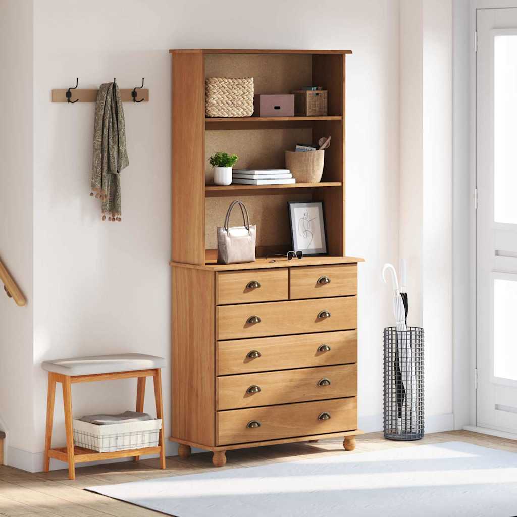 vidaXL Hutch ASKIM Honey Wax 91 x 40 x 200.5 cm Solid Pine Wood