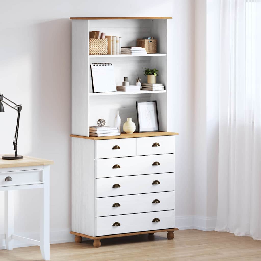 vidaXL Hutch ASKIM White 91 x 40 x 200.5 cm Solid Pine Wood