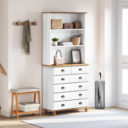 vidaXL Hutch ASKIM White 91 x 40 x 200.5 cm Solid Pine Wood