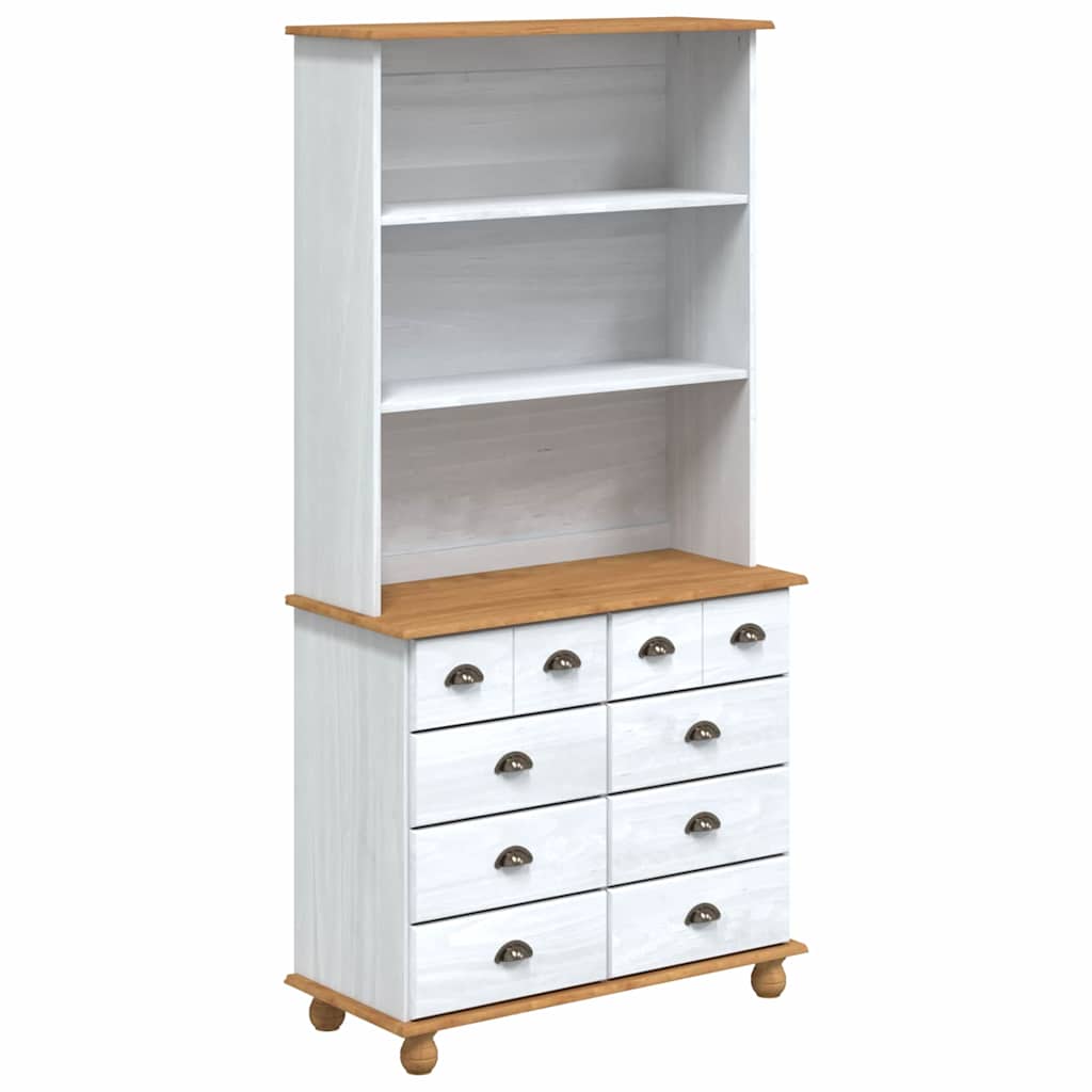 vidaXL Hutch with Drawer ASKIM White 91 x 40 x 184 cm Solid Pine Wood