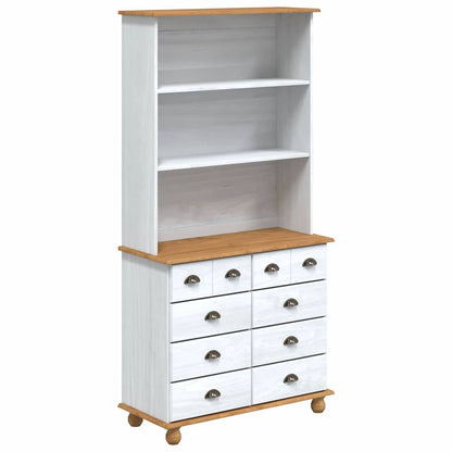 vidaXL Hutch with Drawer ASKIM White 91 x 40 x 184 cm Solid Pine Wood