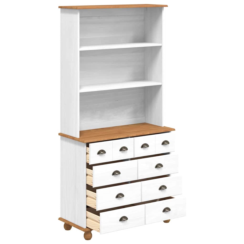 vidaXL Hutch with Drawer ASKIM White 91 x 40 x 184 cm Solid Pine Wood