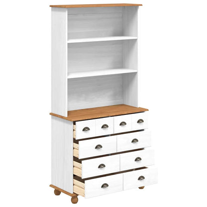 vidaXL Hutch with Drawer ASKIM White 91 x 40 x 184 cm Solid Pine Wood