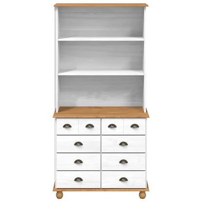 vidaXL Hutch with Drawer ASKIM White 91 x 40 x 184 cm Solid Pine Wood