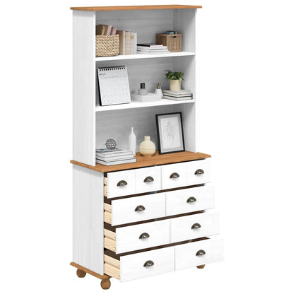vidaXL Hutch with Drawer ASKIM White 91 x 40 x 184 cm Solid Pine Wood