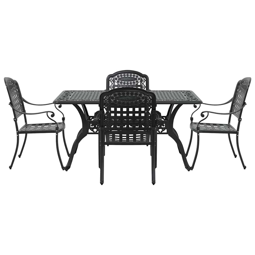vidaXL Garden Dining Set 5 pcs Black Aluminium