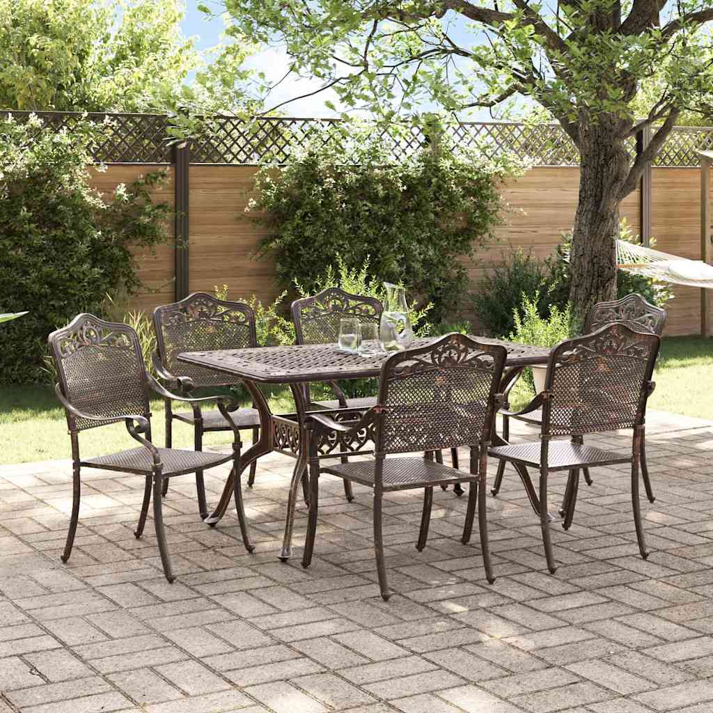 vidaXL Garden Dining Set 7 pcs Bronze Aluminium
