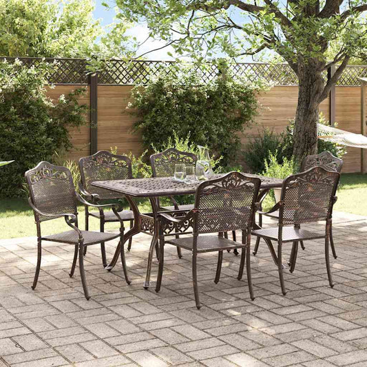 vidaXL Garden Dining Set 7 pcs Bronze Aluminium