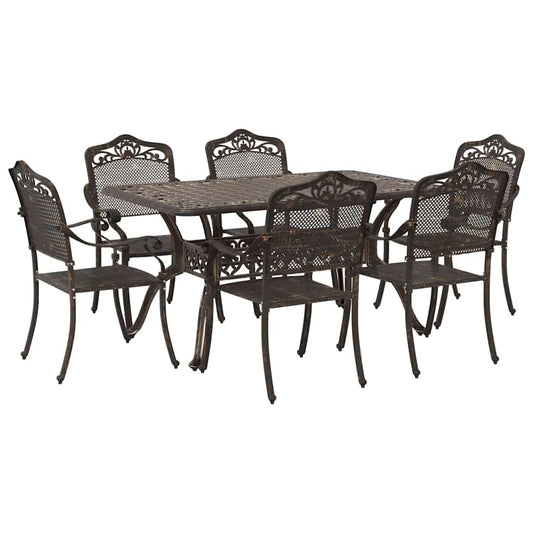 vidaXL Garden Dining Set 7 pcs Bronze Aluminium