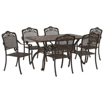 vidaXL Garden Dining Set 7 pcs Bronze Aluminium